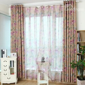 New Arrival Gorgeous Elegant Rose Pattern Custom Sheer Curtain