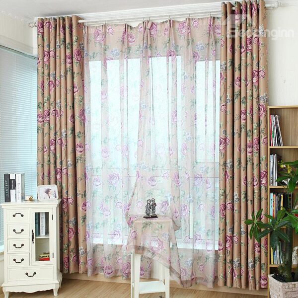 New Arrival Gorgeous Elegant Rose Pattern Custom Sheer Curtain