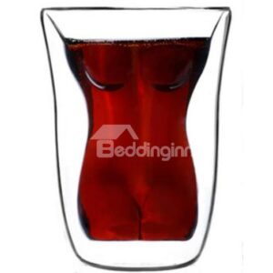 New Arrival Wonderful High Boron Silicon Glass Beauty Women Double Transparent Cup