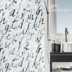 High Quality Unique Fashion Letter Printing Shower Curtain