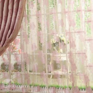Subtle Pretty Pink Flower Print Custom Sheer Curtain