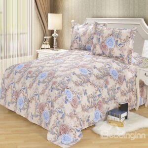 Amazing Vibrant Roses Blossom Print Full Cotton Sheet