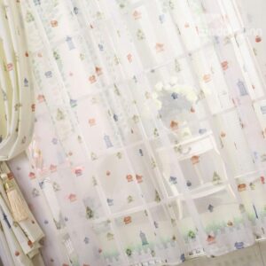 Contemporary Lovely Little Houses Print Custom Sheer Curtain