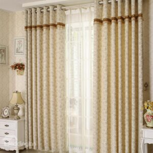 Super Unique Coffee Color with Lace Stripe Grommet Top Custom Curtain