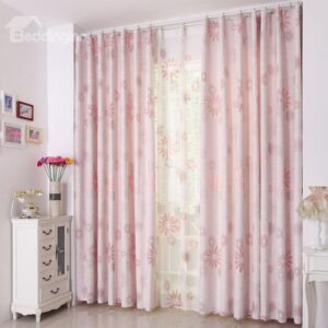 Fabulous Elegant Pink Sunflower Pattern Grommet Top Two-piece Custom Curtain