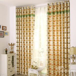 Fantastic Round Dots Stripe and Green Lace Grommet Top Custom Curtain