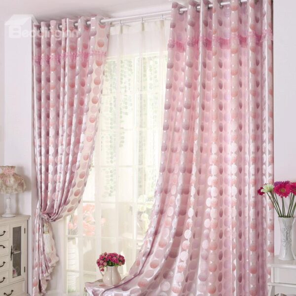 Warm Purple Color and Pink Lace Cinderella Grommet Top Custom Curtain