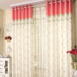 Cozy Red Joint White Moon and Star Grommet Top Custom Curtain