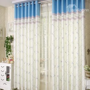 Cozy Blue Joint White Stars and Moon Grommet Top Custom Curtain