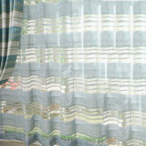 High Class Elegant Blue And Green Stripe Printing Custom Sheer Curtain