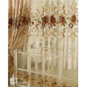 Elegant Big Rose Lace Border Custom Made Sheer Curtain