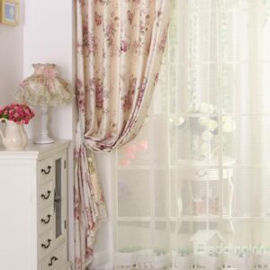 High Class Romantic Cream-coloured Design Pleated Custom Sheer Curtain