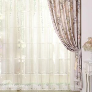 High Class Romantic Elegant White Design Pleated Custom Sheer Curtain