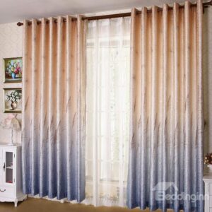 High Class Super Elegant Reed Printing Grommet Top Two-piece Custom Curtain