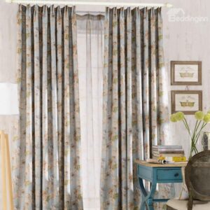 Top Class Romantic Elegant Peony Printing Double Pinch Pleat Two-piece Curtain