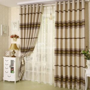 Top Class Super Elegant Stripe Design Grommet Top Two-piece Custom Curtain