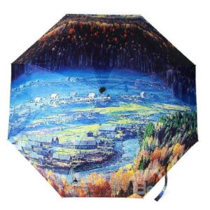 Best Selling Beautiful 3D Three-Dimensional Forest Pattern Sun Protection Umbrella