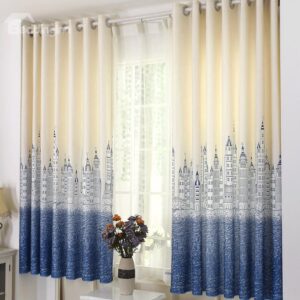 Hot Selling Great Castle over Blue Water Grommet Top Custom Curtain