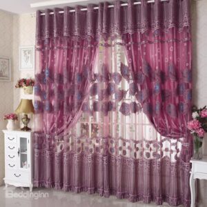 Romantic Flying Purple Peacock Grommet Top Custom Curtain and Lining Cloth
