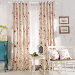 High Class Romantic Elegant Pink Floral Print Custom Curtain