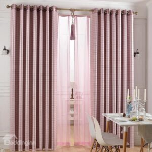 New Style Pink Mauve Short Plush Grommet Top Custom Curtain