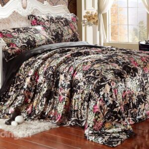 Luxury Beautiful Flower Print 4-Piece Duvet Cover Sets