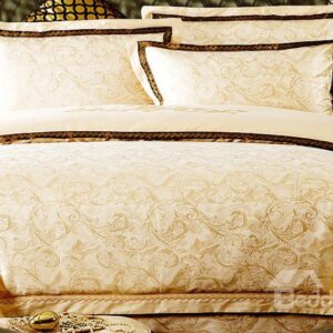 Comfortable Golden Flower Print 4-Piece Duvet Cover Sets