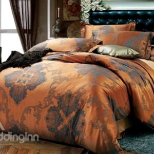 Elegant Coffee Color Medallion Pattern 4-Piece Duvet Cover Sets