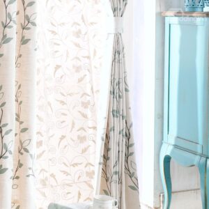 High Quality Elegant Vines Pattern Double Pinch Pleat Curtain