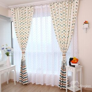 Lovely Green Dots One Piece Custom Sheer Curtain