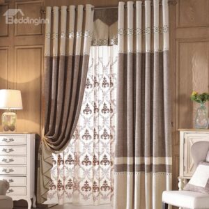 High Quality Dark Coffee Matching Light Coffee Color Grommet Top Custom Curtain