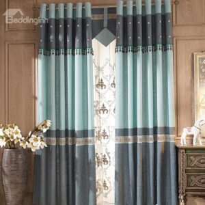 Classic Gray Matching Green with Pendant Grommet Top Custom Curtain