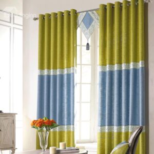 Fresh and Cool Green Matching Sky Blue Grommet Top Curtain