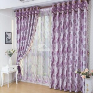 High Quality Elegant Wave Design Grommet Top Two-piece Curtain