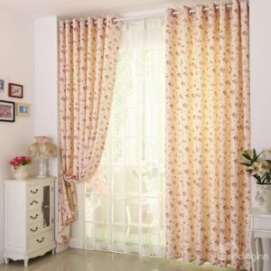 New Arrival Lovely Pretty Floral Pattern Grommet Top Two-piece Custom Curtain