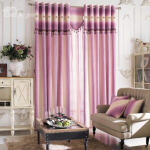 Cinderella Rose Red Color with Pendant Decoration Grommet Top Custom Curtain