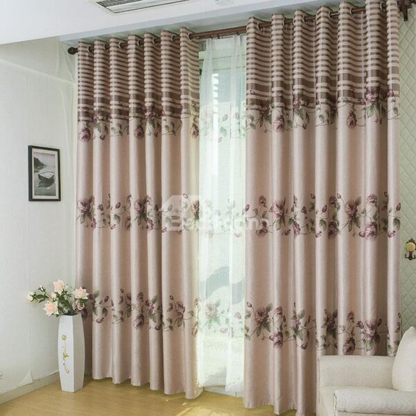 Top Class Fabulous Elegant Floral Pattern Grommet Top Two-piece Custom Curtain