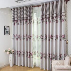 Top Class Fantastic Elegant Floral Pattern Grommet Top Two-piece Custom Curtain