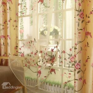 New Arrival Lovely Pretty Floral Pattern Pleated Custom Sheer
