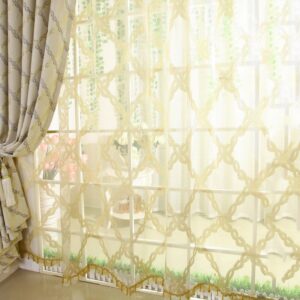 High Quality Sylish Pattern Pleated Cusom Sheer Curtain