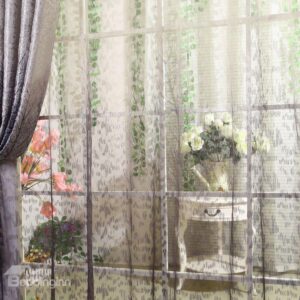 Contemporary Exquistie Tree Pattern Pleated Custom Sheer Curtain