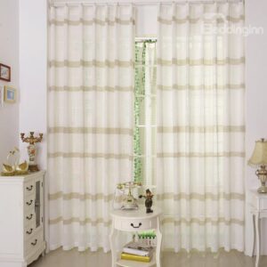 Hot Selling Stylish White and Coffee Stripes Sheer Curtain