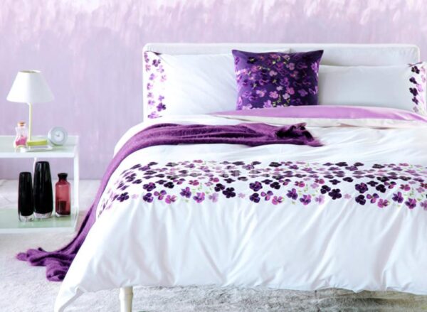 Pretty Pink Flower Embroidery 4-Piece Cotton Duvet Cover Sets