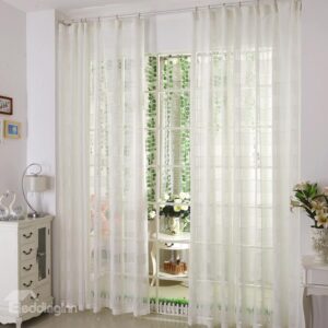 Dreamlike Pure White and Checks Custom Sheer Curtain
