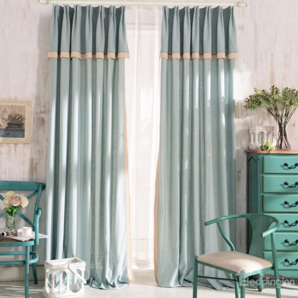 Top Class Elegant Green Grass Lawn Design Double Pinch Pleat Curtain