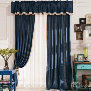 Top Class Elegant Deluxe Deep Blue Grass Lawn Design Double Pinch Pleat Curtain