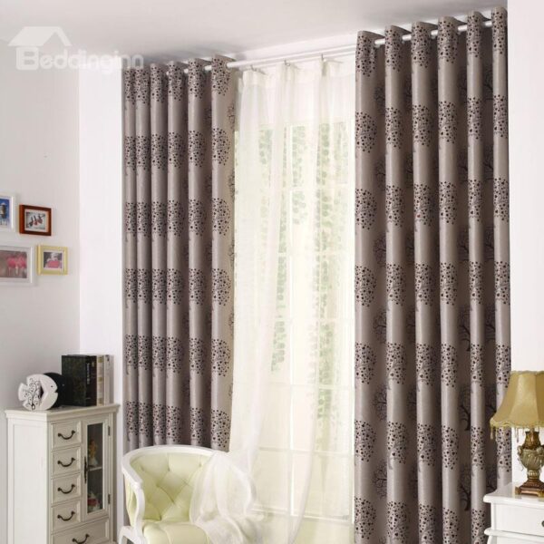 Top Quality Elegant Modern Grommet Top Gray Custom Curtain