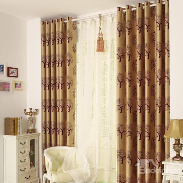 Best Selling Classic Modern Grommet Top Coffee Brown Custom Curtain
