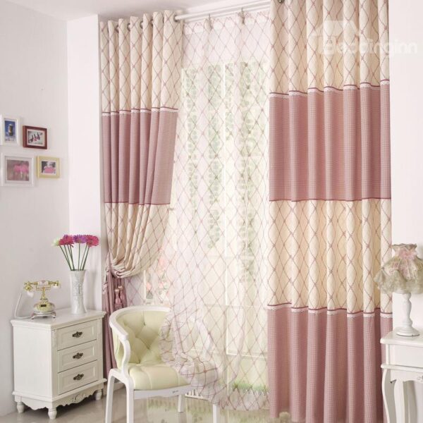 Top Quality Fantastic Rose Pink Grommet Top Custom Sheer Curtain