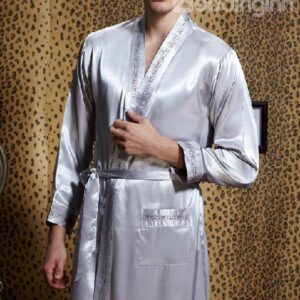 New Style Fantastic Elegant Concise Silvery Sleepwear with Removable Tie at Waist